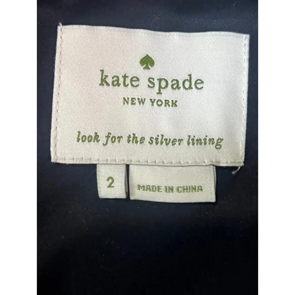 Kate Spade Corley Dress 2 Silk Cotton Colorblock Fit Flare Blue Black White